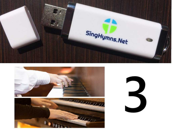 25 Hymns Volume 3 PIANO & ORGAN Duo Accompaniment Loaded on USB Thumb Drive