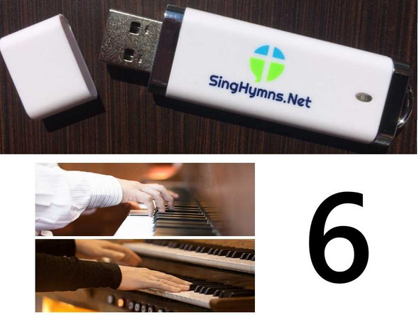 25 Hymns Volume 6 PIANO & ORGAN Duo Accompaniment Loaded on USB Thumb Drive