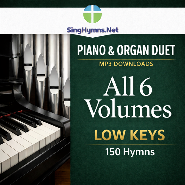 Complete collection of 150 piano and organ duet hymn accompaniments in low keys for senior worship