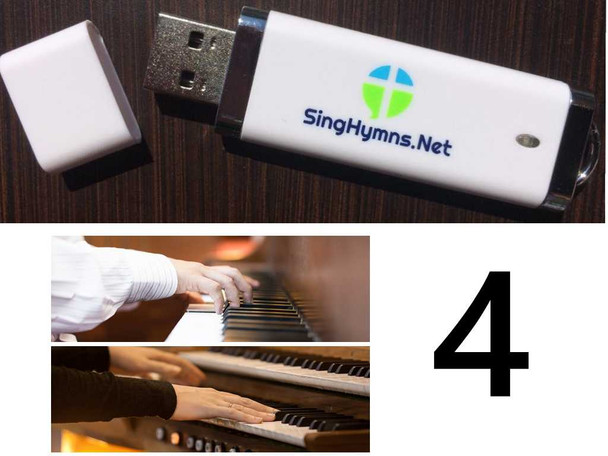 25 Hymns Volume 4 PIANO & ORGAN Duo Accompaniment Loaded on USB Thumb Drive