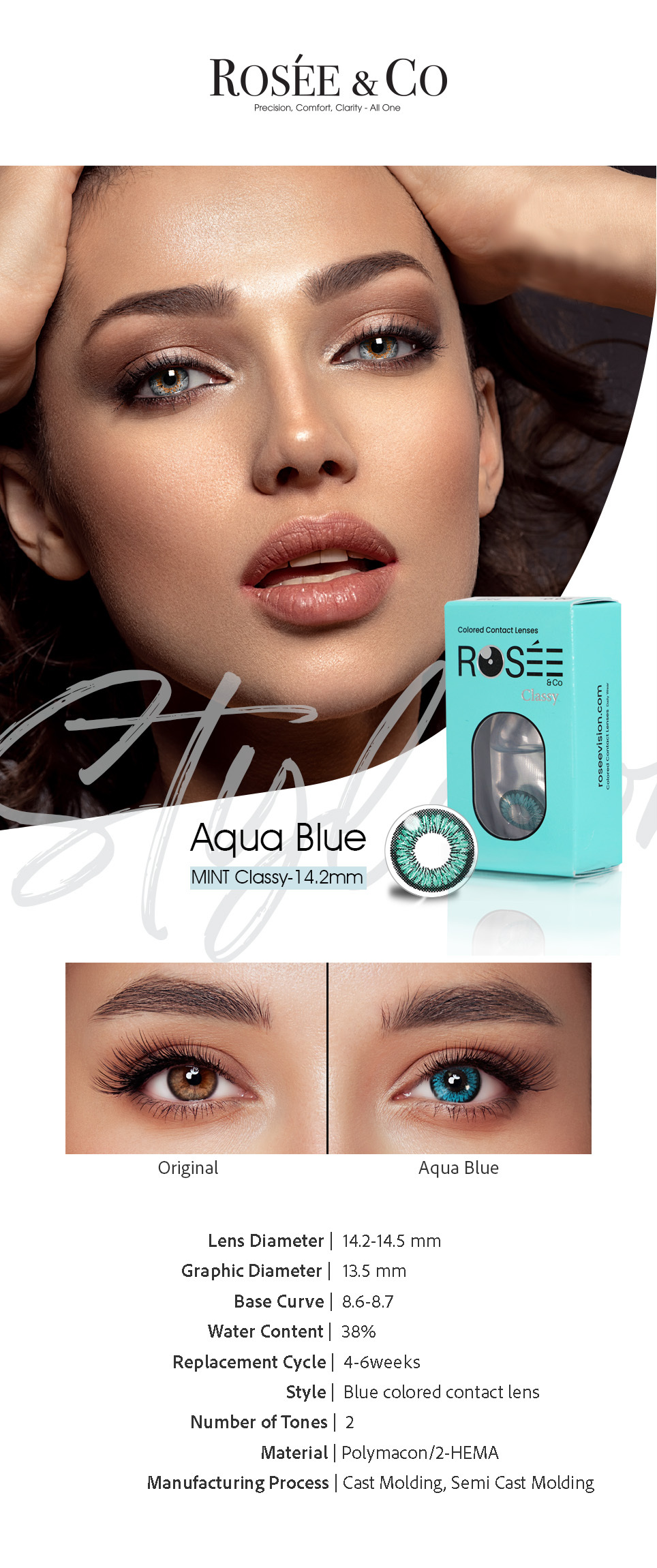rosee colored contact lenses aqua blue