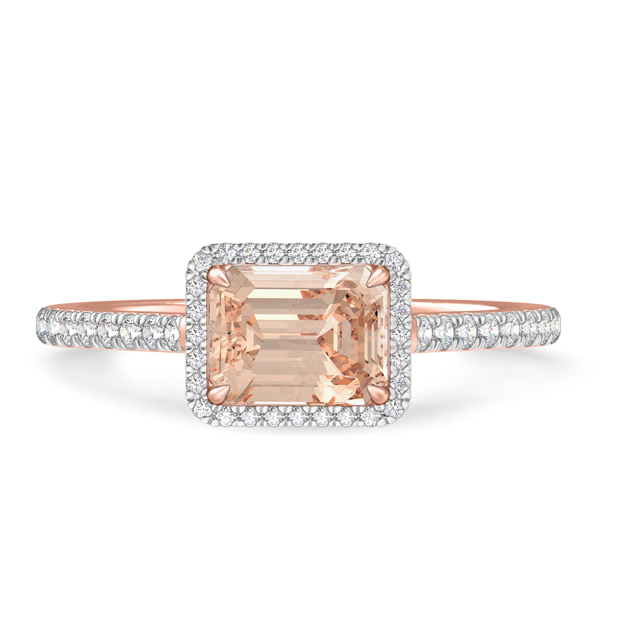 Madden 1/6 Morganite and diamond Engagement Ring 14K