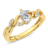Photo of Hua 1 1/3 ct tw. Pear Solitaire Bridal Set 14K Yellow Gold