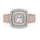Photo of Zenevieva 2 ct tw. Princess Solitaire Diamond Bridal Ring Set 14K Rose Gold [BT5023RE-H090]