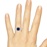 Photo of The Sweetheart Collection 2 1/2 ct tw. Cushion Sapphire Bridal Ring Set 14K White Gold [BR5059W-C000]