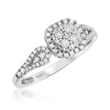 Photo of Morgan 3/4 cttw Cushion Cut Bridal Set 10K White Gold [BT431WE-C000]