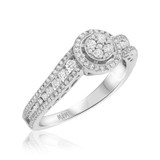 Photo of Astrid 3/4 cttw Round Cluster Engagement Ring 10K White Gold [BT492WE-C000]