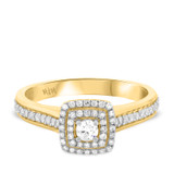 Photo of Louis 1/2 cttw Cushion Cluster Engagement Ring 10K Yellow Gold [BT498YE-C000]