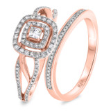 Photo of Amelia 5/8 cttw Princess Solitaire Bridal Set 10K Rose Gold [BR487R-C000]