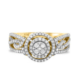 Photo of Charlotte 1 1/6 cttw Round Cluster Bridal Set 10K Yellow Gold [BT473YE-C000]