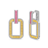 Photo of The Flair Collection 1 1/3 Carat T.W. Lab Grown Sapphire and Diamond Cluster Earring 10K White Gold [CE5835W]