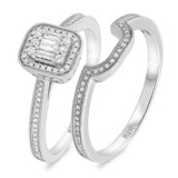 Photo of Poppy 3/8 cttw Fancy Cluster Bridal Set 10K White Gold [BR494W-C000]