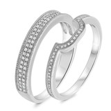Photo of Poppy 3/8 cttw Wedding Band Set 10K White Gold [WB494W]
