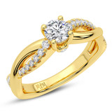 Photo of Aziel 1 1/10 ct tw. Lab Grown Round Solitaire Engagement Ring 14K Yellow Gold [BT5874YE-L070]