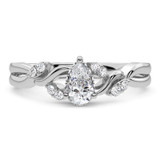 Photo of Zelda 3 ct tw. Lab Grown Pear Solitaire Bridal Set 14K White Gold [BT5878WE-M070]