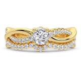 Photo of Aziel 1 1/2 ct tw. Lab Grown Round Solitaire Bridal Set 14K Yellow Gold [BR5874Y-L070]