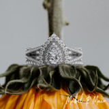 Photo of Sheba 3 1/5 ct tw. Lab Grown Pear Solitaire Bridal Set 14K White Gold [BR5885W-M060]
