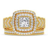 Photo of Zenevieva 4 ct tw. Lab Grown Princess Solitaire Bridal Set 14K Yellow Gold [BR5890Y-K090]