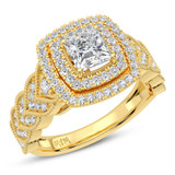 Photo of Zenevieva 4 ct tw. Lab Grown Princess Solitaire Bridal Set 14K Yellow Gold [BT5890YE-K090]