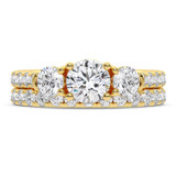 Photo of Floryn 3 7/8 ct tw. Lab Grown Round Solitaire Bridal Set 14K Yellow Gold [BR5898Y-L080]