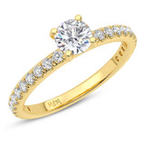 Photo of Kitana 4 ct tw. Lab Grown Round Solitaire Bridal Set 14K Yellow Gold [BT5883YE-L090]
