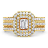 Photo of Nalda 3 1/2 ct tw. Lab Grown Emerald Solitaire Bridal Set 14K Yellow Gold [BR5891Y-N070]