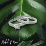 Photo of Jacinta 1 1/2 ct tw. Lab Grown Round Solitaire Bridal Set 14K White Gold [BR5895W-L070]