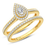 Photo of Kemina  1 ct tw. Lab Grown Pear Solitaire Bridal Set 14K Yellow Gold [BR5884Y-C000]