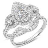 Photo of Rhiannon 2 1/2 ct tw. Lab Grown Pear Solitaire Bridal Set Platinum [BR5887P-M070]