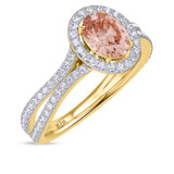 Photo of Shot Diva Collection Morganite 3 1/5 ct tw. Lab Grown Oval Solitaire Bridal Set 14K Yellow Gold [BT5902YE-C000]