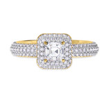 Photo of Shot Diva Collection Victorious 4 1/10 ct tw. Lab Grown Asscher Solitaire Diamond Bridal Ring Set 14K Yellow Gold [BT5903YE-Y095]
