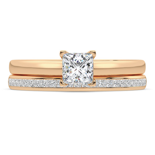 Photo of Trissa 1 1/2 ct tw. Princess Solitaire Bridal Set 14K Rose Gold