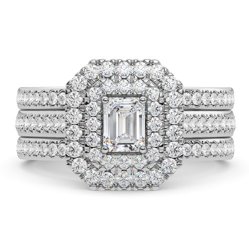 Photo of Azalea 2 ct tw. Emerald Solitaire Bridal Set 14K White Gold