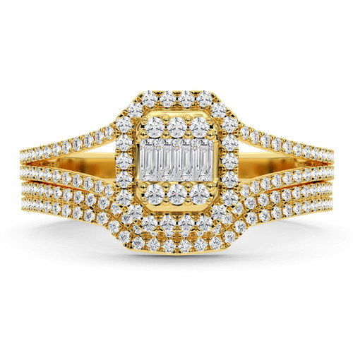 Photo of Clarie 3/4 ct tw. Fancy Cluster Bridal Set 14K Yellow Gold [BR5033Y-C000]