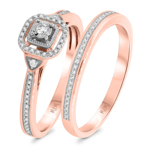 Photo of Ida 1/3 cttw Princess Cut Bridal Set 10K Rose Gold [BR204R-C000]