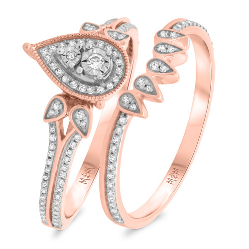 Photo of Edith 3/8 cttw Pear Cut Bridal Set 10K Rose Gold [BR206R-C000]