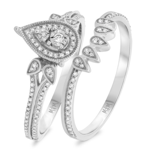 Photo of Edith 3/8 cttw Pear Cut Bridal Set 10K White Gold [BR206W-C000]