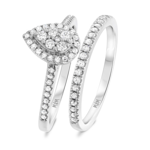 Photo of Harley 3/4 cttw Pear Cut Bridal Set 10K White Gold [BR432W-C000]