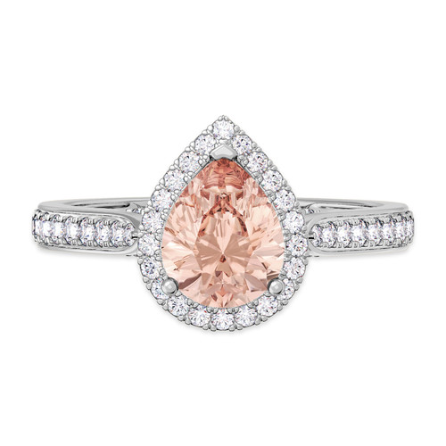 Photo of The Chunky Goddess Collection 3 ct tw. Pear Morganite Engagement Ring 14K White Gold [BT5058WE-C000]