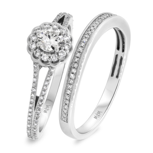 Photo of Nova 3/8 cttw Round Bridal Set 10K White Gold [BR476W-R029]