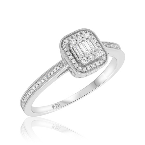 Photo of Poppy 1/3 cttw Fancy Cluster Engagement Ring 10K White Gold [BT494WE-C000]