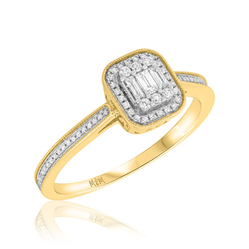 Photo of Poppy 1/3 cttw Fancy Cluster Engagement Ring 10K Yellow Gold [BT494YE-C000]