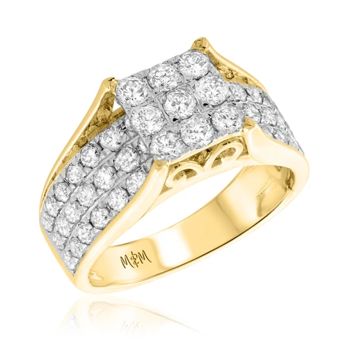 Photo of Alexandra 2 1/5 cttw Princess Cut Engagement Ring 14K Yellow Gold [BT447YE-C000]