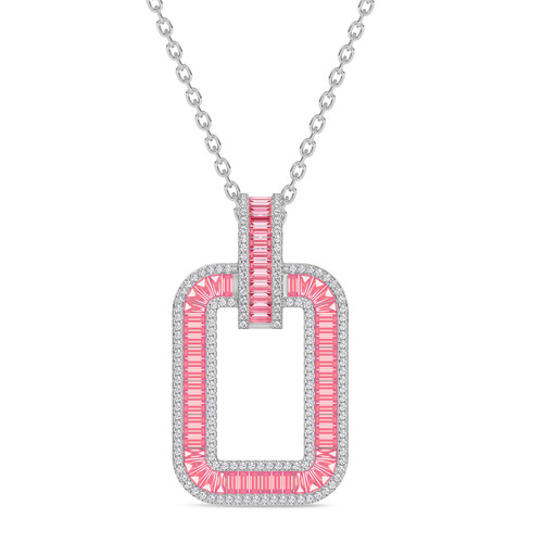 Photo of The Pink Flair Collection 2/3 CT. T.W. Lab Grown Sapphire and Diamond Pendant 14K White Gold [CP5844W]