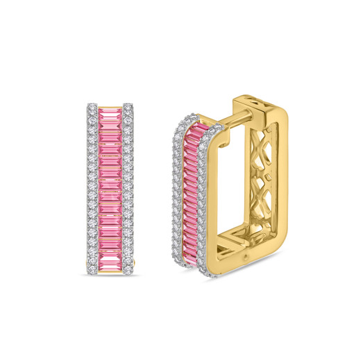 Photo of The Pink Flair Collection 1/3 Carat T.W. Lab Grown Sapphire and Diamond Earring 14K Yellow Gold [CE5841Y]