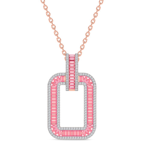 Photo of The Pink Flair Collection 2/3 CT. T.W. Lab Grown Sapphire and Diamond Pendant 10K Rose Gold [CP5844R]