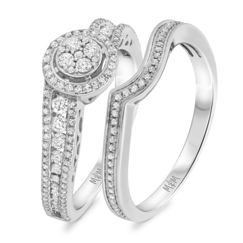 Photo of Astrid 1 cttw Round Cluster Bridal Set 10K White Gold [BR492W-C000]