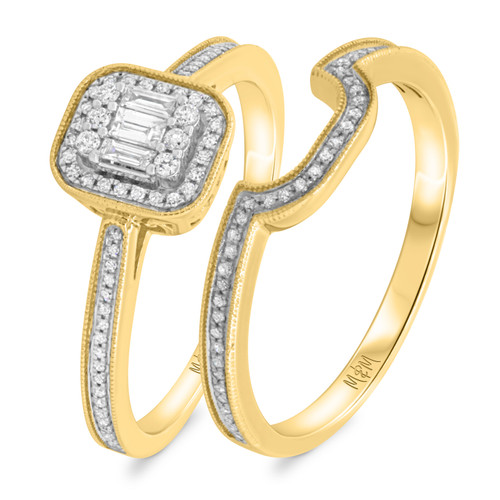 Photo of Poppy 3/8 cttw Fancy Cluster Bridal Set 10K Yellow Gold [BR494Y-C000]