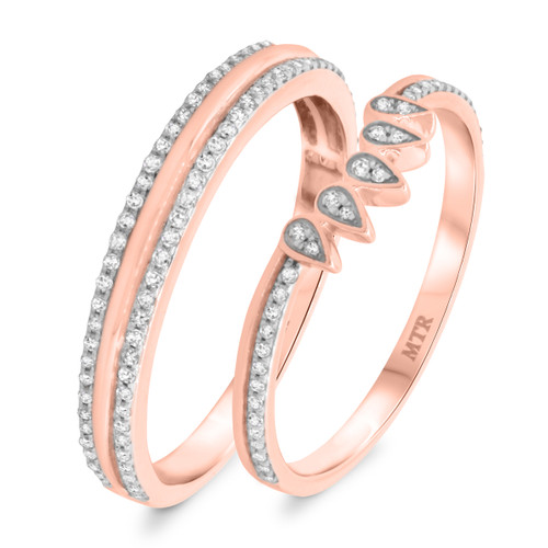 Photo of Edith 1/2 cttw Wedding Band Set 10K Rose Gold [WB206R]