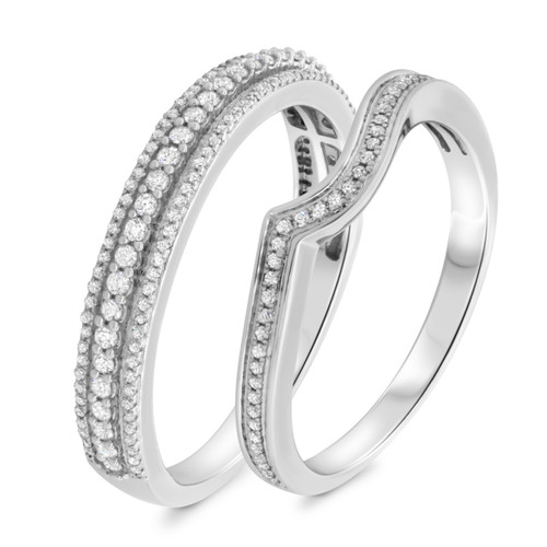 Photo of Astrid 2/3 cttw Wedding Band Set 10K White Gold [WB492W]